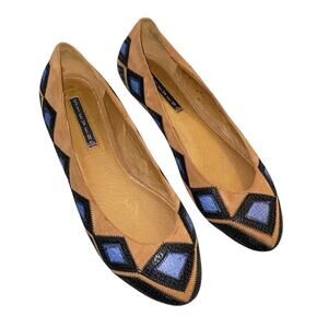 Steve Madden Shilah Flats Size 10 Aztec Southwestern Boho Diamond Snakeskin GUC